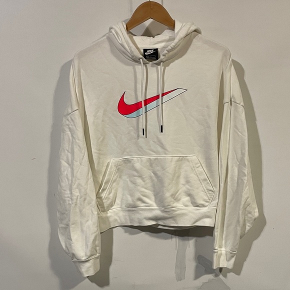 Nike white Hoodie sweatshirt with Red and Blue Swoosh - Picture 1 of 3